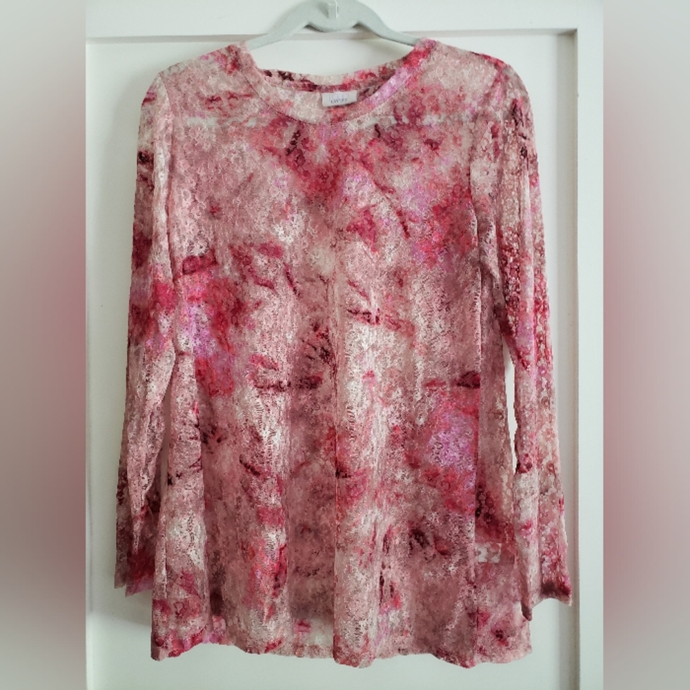 Logo Layers Lace Mesh Top, Size M, never used